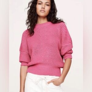 NWOT Banana Republic Cotton Cropped Dolman Sweater, size M, bright pink
